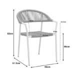 Ammos stackable armchair, aluminum in white - PE rope in natural shade 56x61.5x82cm - Image 2