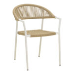 Ammos stackable armchair, aluminum in white - PE rope in natural shade 56x61.5x82cm