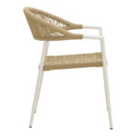 Ammos stackable armchair, aluminum in white - PE rope in natural shade 56x61.5x82cm - Image 4