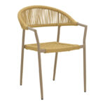 Ammos stackable armchair, aluminum in mocha- pe rope in natural shade 56x61.5x82cm