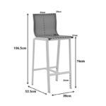 Melina bar stool stackable aluminum in white- textline in gray shade 57x52.5x106.5cm - Image 2
