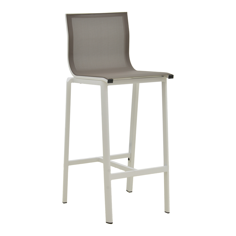 404-000029 Melina bar stool stackable aluminum in white- textline in gray shade 57x52.5x106.5cm - Image 1