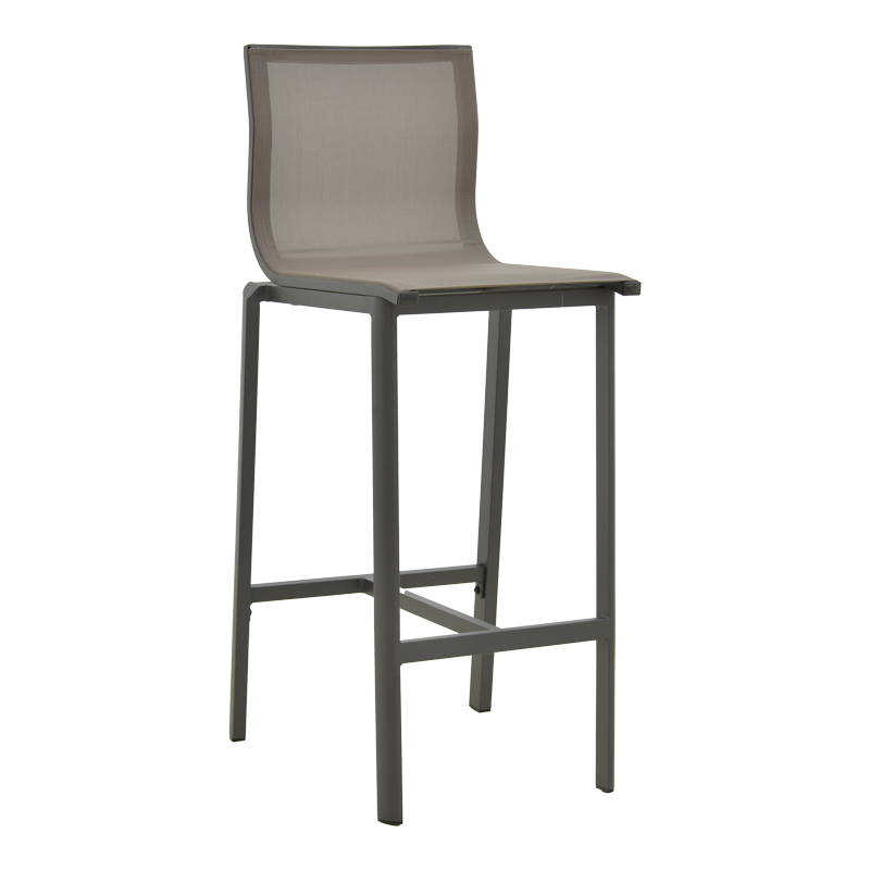 404-000030 Melina bar stool stackable aluminum in anthracite- textline in gray shade 57x52.5x106.5cm - Image 1