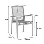 Aegean stackable armchair -teak- aluminum and textline in cream-pe rope beige 56.5x58x91cm - Image 2