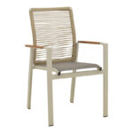 Aegean stackable armchair -teak- aluminum and textline in cream-pe rope beige 56.5x58x91cm