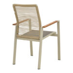 Aegean stackable armchair -teak- aluminum and textline in cream-pe rope beige 56.5x58x91cm - Image 3