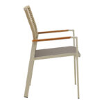 Aegean stackable armchair -teak- aluminum and textline in cream-pe rope beige 56.5x58x91cm - Image 4