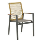 Aegean stackable armchair teak-pe rope in natural - aluminum &  textline in anthracite shade 56.5x58x91cm