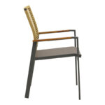 Aegean stackable armchair teak-pe rope in natural - aluminum &  textline in anthracite shade 56.5x58x91cm - Image 4