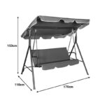 Garden swing Globo black metal-anthracite fabric 170x110x153cm - Image 5