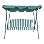 Garden swing Globo metal green-fabric in white-green shade 170x110x153cm - Image 2