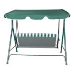 Garden swing Globo metal green-fabric in white-green shade 170x110x153cm - Image 4