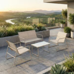 Outdoor living set Veranda textilene-metal in cappuccino color