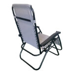 Foldable relax armchair Mirka grey textilene and black metal 65x165x110 cm - Image 2