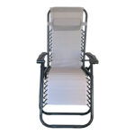 Foldable relax armchair Mirka grey textilene and black metal 65x165x110 cm - Image 4