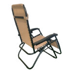 Foldable relax armchair Mirka mocha textilene with black metal 65x165x110 cm - Image 2