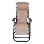 Foldable relax armchair Mirka mocha textilene with black metal 65x165x110 cm - Image 4