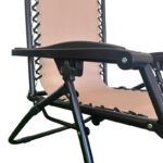 Foldable relax armchair Mirka mocha textilene with black metal 65x165x110 cm - Image 5