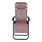 Foldable relax armchair Mirka textilene–metal in brown-black color 65x165x110 cm - Image 4