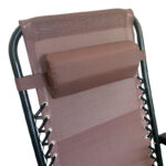 Foldable relax armchair Mirka textilene–metal in brown-black color 65x165x110 cm - Image 5