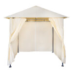 Apex gazebo frame in black metal with beige fabric 2.5x2.5 m - Image 2