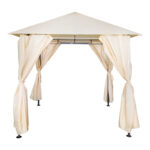 Apex gazebo frame in black metal with beige fabric 2.5x2.5 m - Image 3