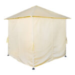 Apex gazebo frame in black metal with beige fabric 2.5x2.5 m - Image 4