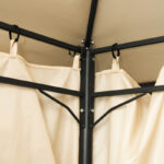 Apex gazebo frame in black metal with beige fabric 2.5x2.5 m - Image 5