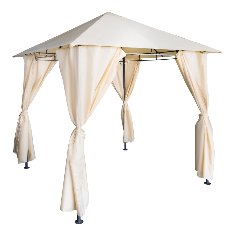407-000008 Apex gazebo frame in black metal with beige fabric 2.5x2.5 m - Image 1