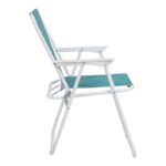 Beach-camping chair Jette green and yellow fabric-white metal frame 53x56x73cm - Image 3