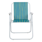 Beach-camping chair Jette green and yellow fabric-white metal frame 53x56x73cm - Image 4