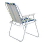 Beach-camping chair Jette blue striped fabric-white metal frame 53x56x73cm - Image 2
