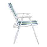 Beach-camping chair Jette blue striped fabric-white metal frame 53x56x73cm - Image 3