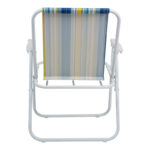 Beach-camping chair Jette blue striped fabric-white metal frame 53x56x73cm - Image 5