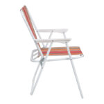 Beach-camping chair Jette pink striped fabric-white metal frame 53x56x73cm - Image 3
