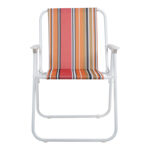Beach-camping chair Jette pink striped fabric-white metal frame 53x56x73cm - Image 4