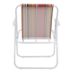 Beach-camping chair Jette pink striped fabric-white metal frame 53x56x73cm - Image 5