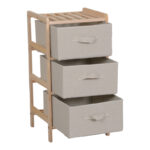 Chest of drawers Wolen fir wood-fabric in natural-beige color 34.5x36.5x67cm - Image 2
