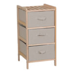 Chest of drawers Wolen fir wood-fabric in natural-beige color 34.5x36.5x67cm
