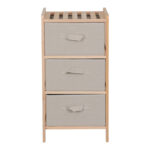 Chest of drawers Wolen fir wood-fabric in natural-beige color 34.5x36.5x67cm - Image 3