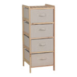Chest of drawers Wolen fir wood-fabric in natural-beige color 34.5x36.5x86cm