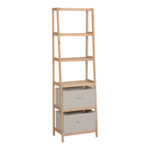 Floor shelf with drawers Wolen fir wood-fabric in natural-beige color 42x27.5x139cm