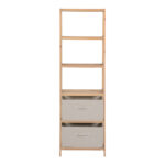 Floor shelf with drawers Wolen fir wood-fabric in natural-beige color 42x27.5x139cm - Image 4