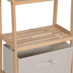 Floor shelf with drawers Wolen fir wood-fabric in natural-beige color 42x27.5x139cm - Image 5