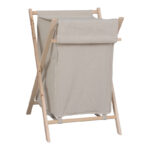 Laundry rack Lonerte fir wood-fabric in natural-beige color 43.5x41x64cm - Image 2