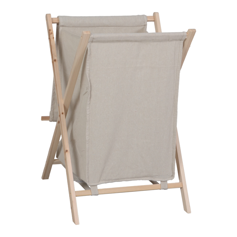 408-000006 Laundry rack Lonerte fir wood-fabric in natural-beige color 43.5x41x64cm - Image 1