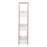 Floor shelf Tercy bamboo in white-natural color 30x18x80cm - Image 2