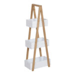 Floor shelf Tercy bamboo in white-natural color 30x18x80cm