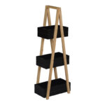 Floor shelf Tercy bamboo in black-natural color 30x18x80cm