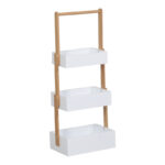Floor shelf Arvy bamboo in white-natural color 32x20x75.5cm
